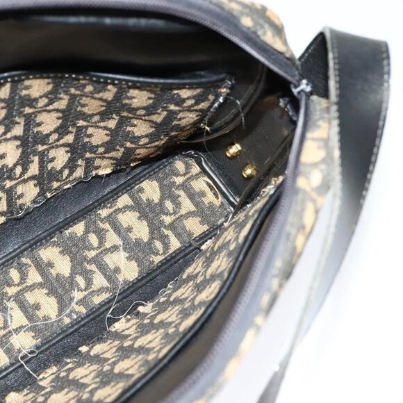 Christian Dior Trotter Canvas Shoulder Bag Navy Gold Auth - Picture 11 of 16